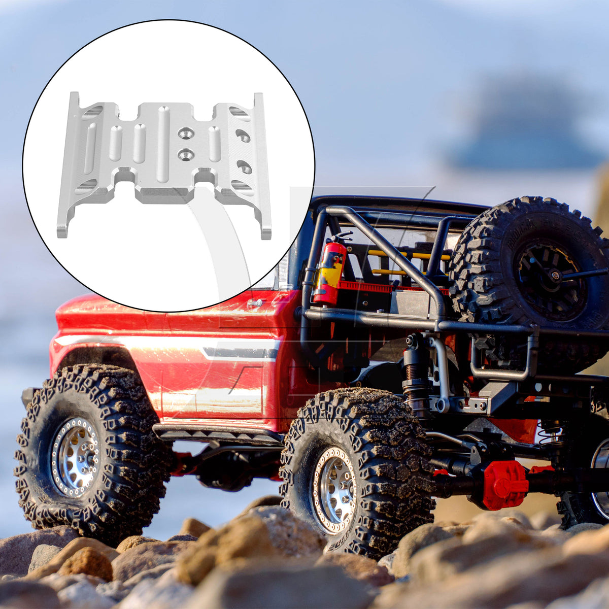 BQLZR RC1:10 Alloy Center Skid Transmission Plate Replacement for AXIAL SCX10 4WD