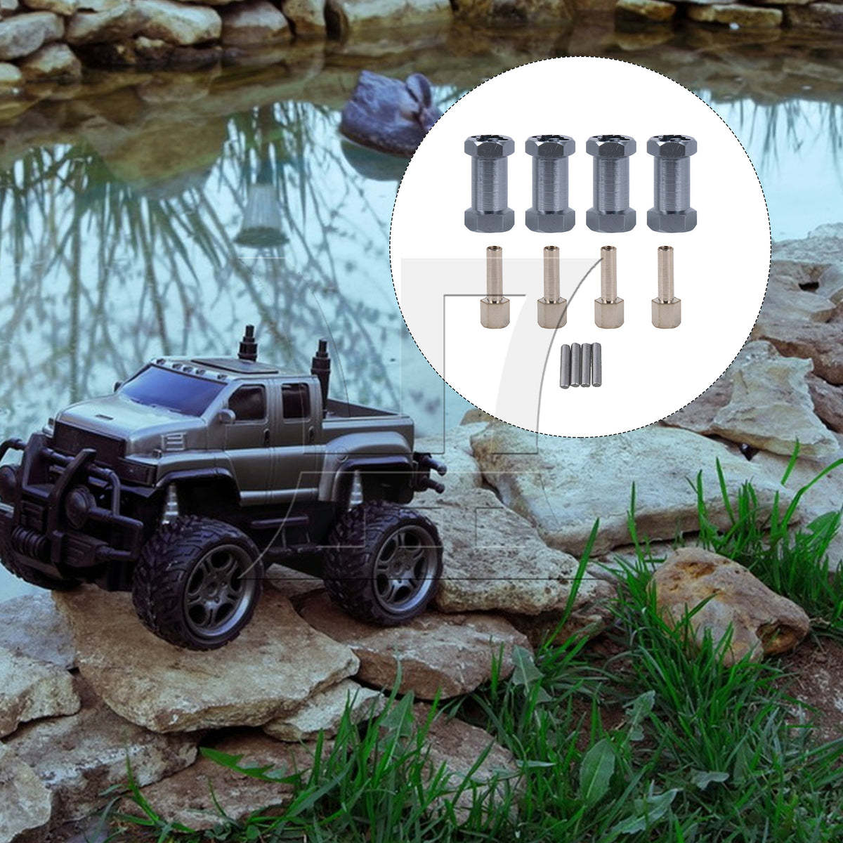 BQLZR 4PCS 12x25mm Titanium Color RC1:10 Wheel Hex Extension T10130 for Rock Crawler