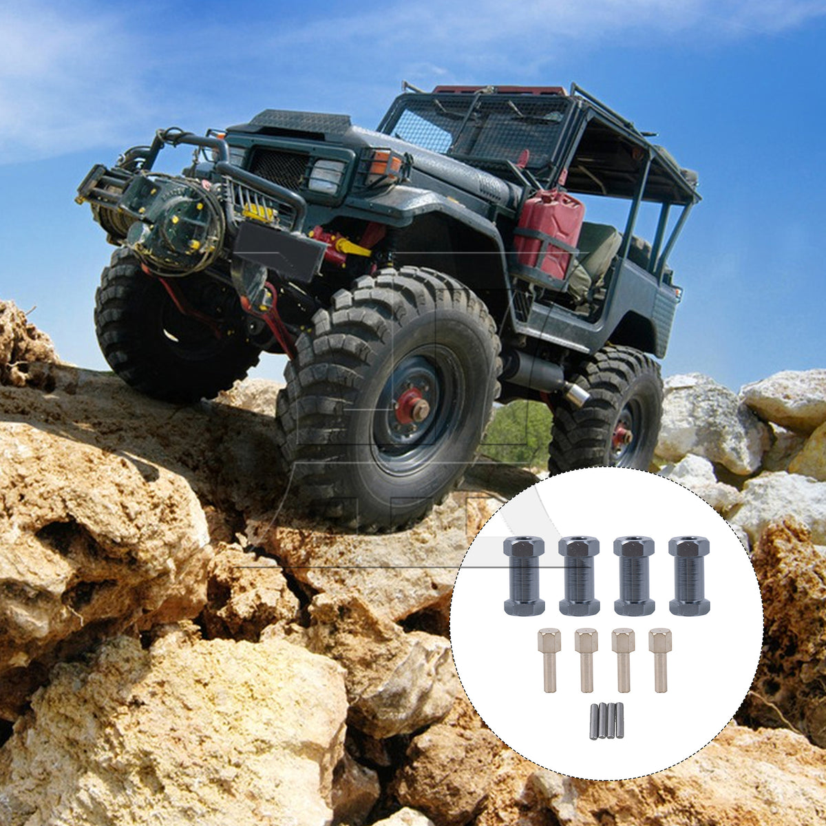 BQLZR 4PCS 12x25mm Titanium Color RC1:10 Wheel Hex Extension T10130 for Rock Crawler