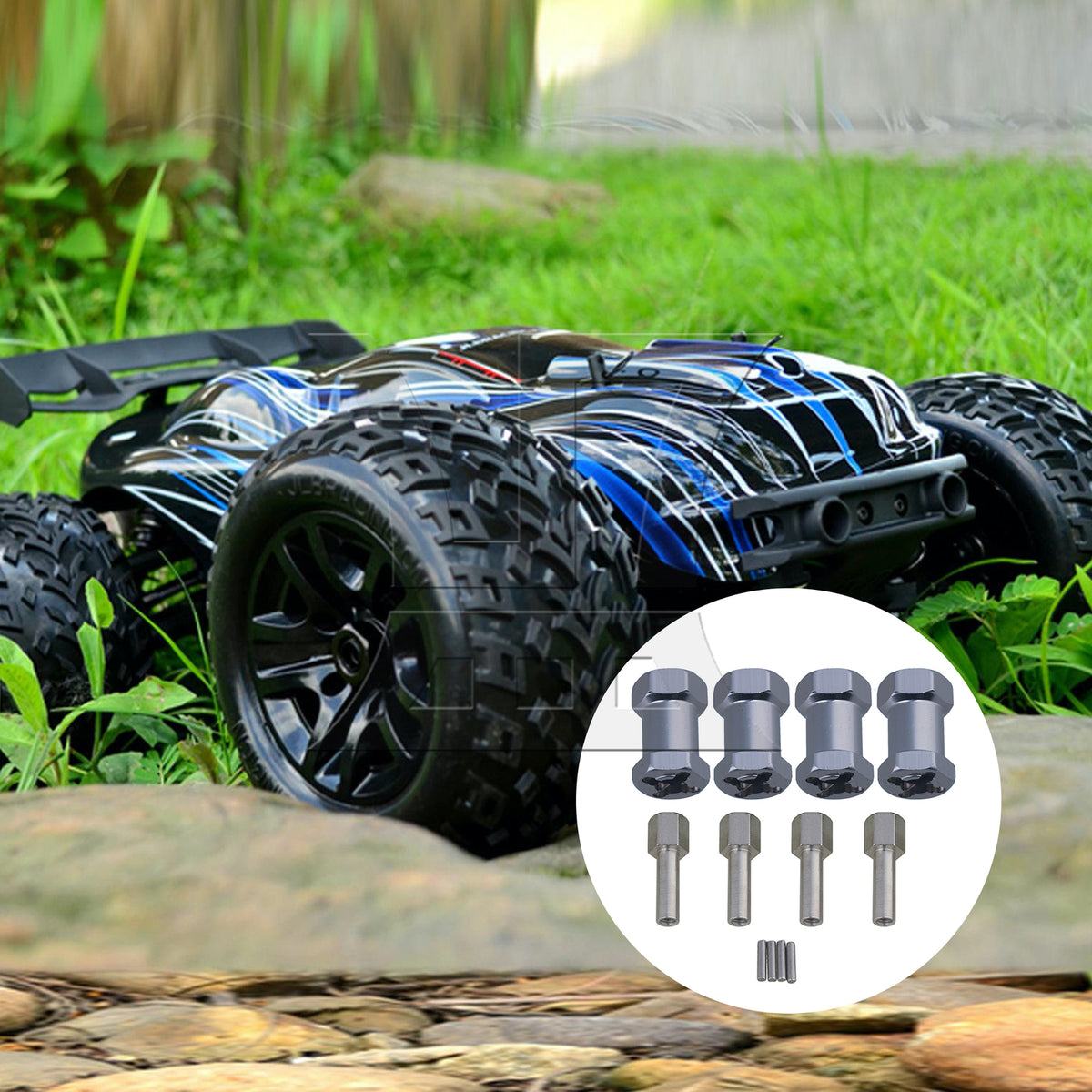 BQLZR 4PCS 12x20mm Titanium Color RC1:10 Wheel Hex Extension T10129 for Rock Crawler