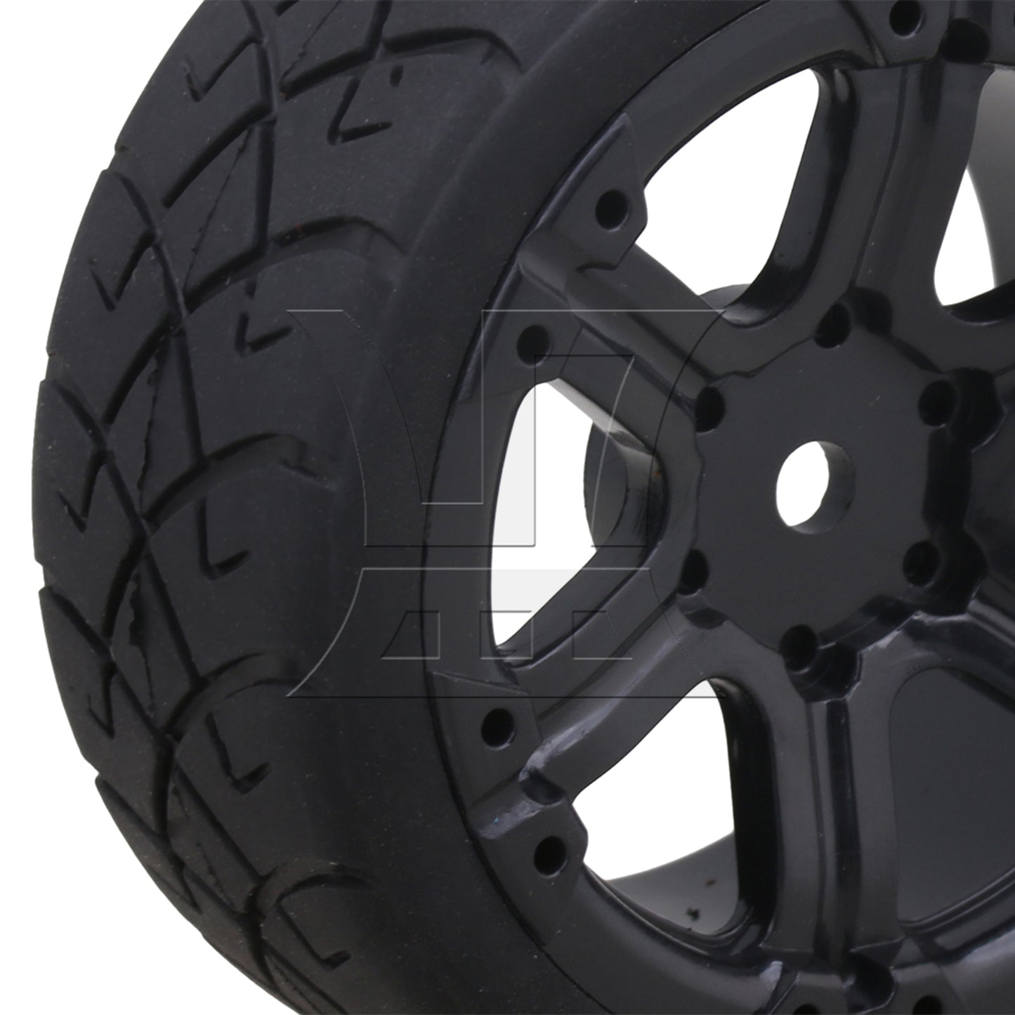 BQLZR 4 x Rubber X Shape Pattern Tyre 6 Spoke Wheel Rim for RC1:10 On-Road Car