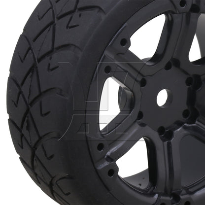 BQLZR 4 x Rubber X Shape Pattern Tyre 6 Spoke Wheel Rim for RC1:10 On-Road Car