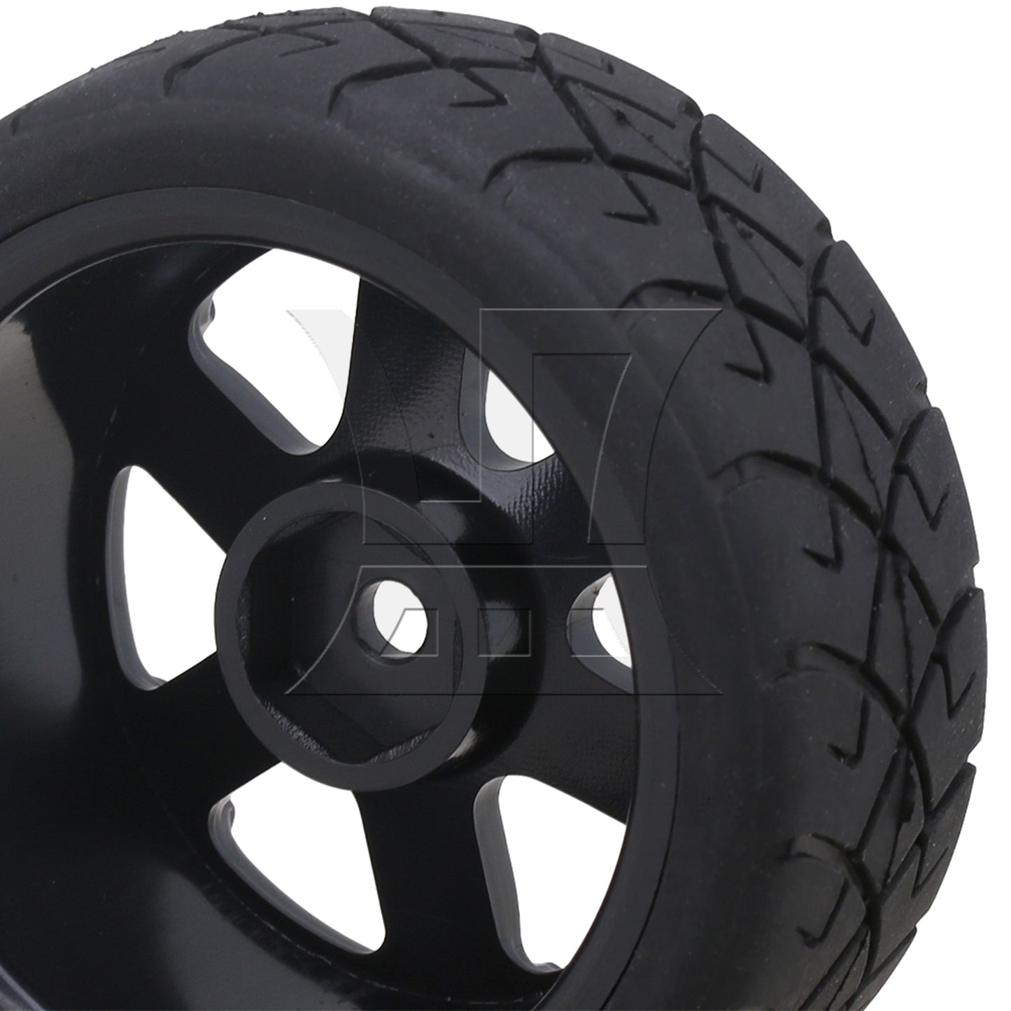 BQLZR 4 x Rubber X Shape Pattern Tyre 6 Spoke Wheel Rim for RC1:10 On-Road Car