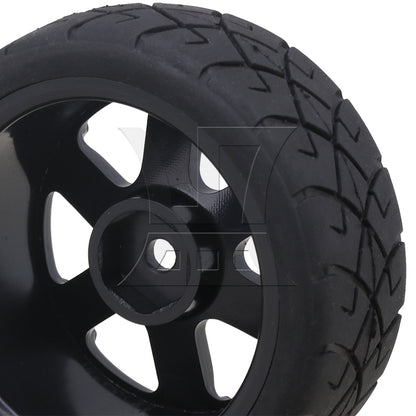 BQLZR 4 x Rubber X Shape Pattern Tyre 6 Spoke Wheel Rim for RC1:10 On-Road Car