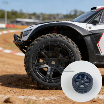 BQLZR 4 x Rubber X Shape Pattern Tyre 6 Spoke Wheel Rim for RC1:10 On-Road Car
