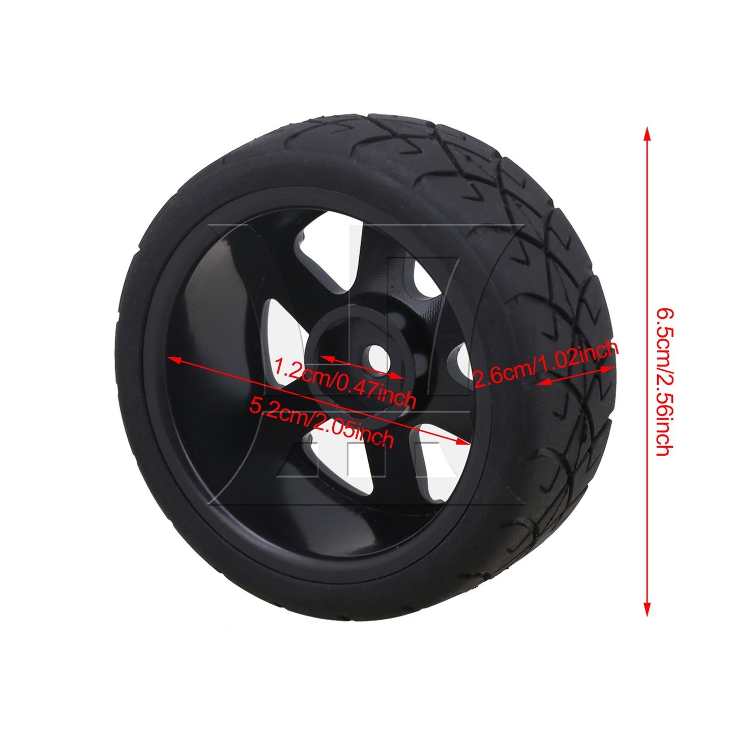 BQLZR 4 x Rubber X Shape Pattern Tyre 6 Spoke Wheel Rim for RC1:10 On-Road Car