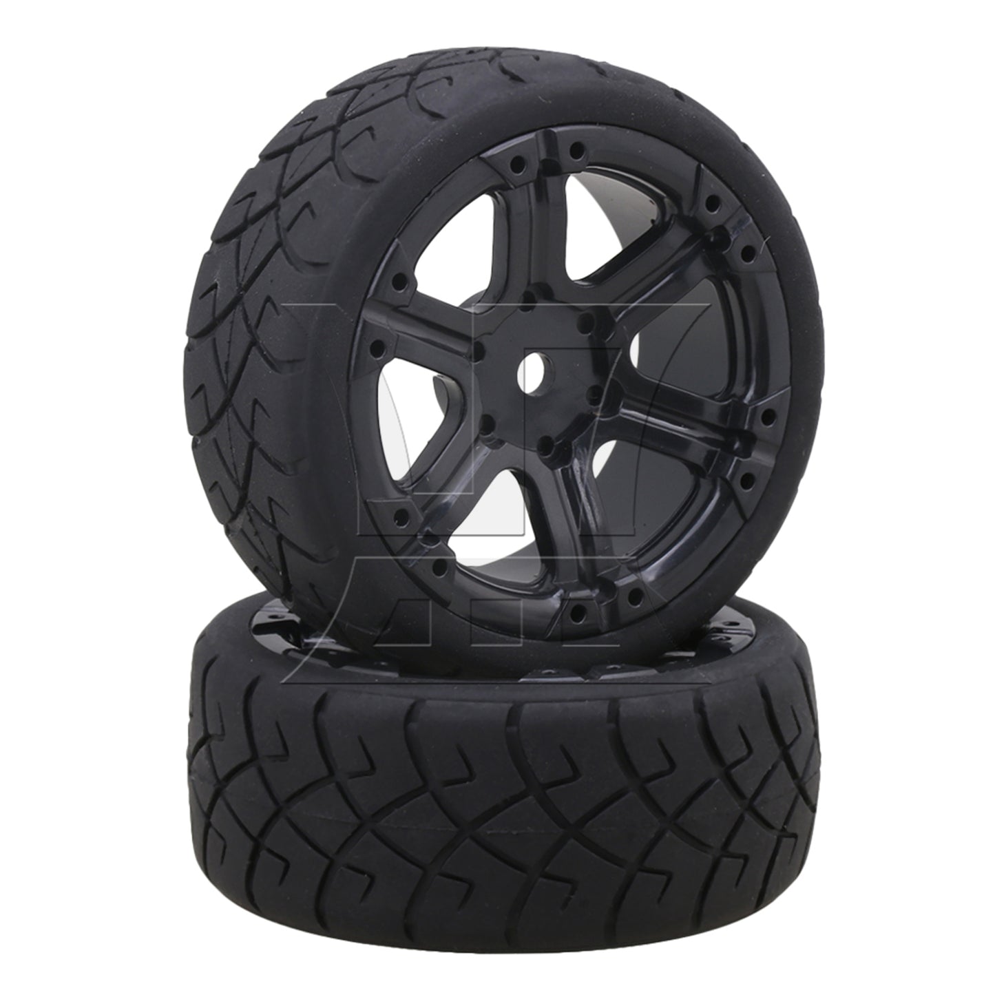 BQLZR 4 x Rubber X Shape Pattern Tyre 6 Spoke Wheel Rim for RC1:10 On-Road Car