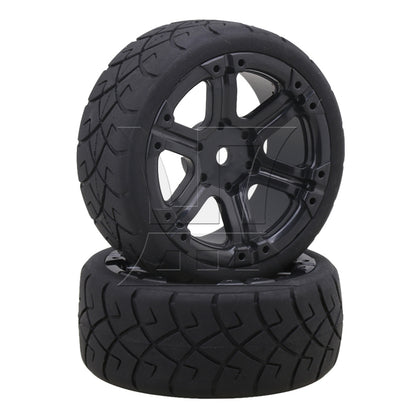 BQLZR 4 x Rubber X Shape Pattern Tyre 6 Spoke Wheel Rim for RC1:10 On-Road Car