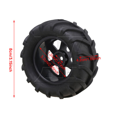 BQLZR 4PCS 20511 6 Spoke Wheel Rubber Wheat-type Tyre for RC 1:16 Truck Car Black