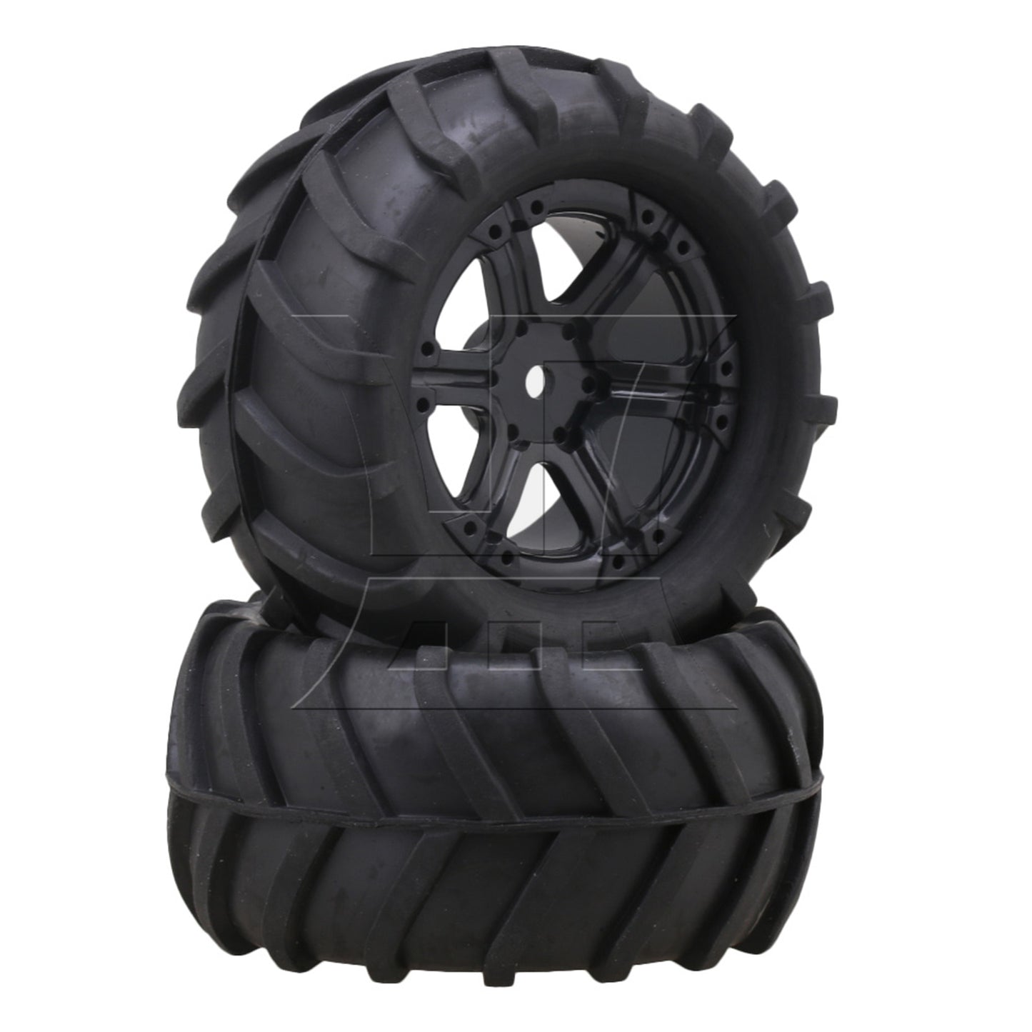 BQLZR 4PCS 20511 6 Spoke Wheel Rubber Wheat-type Tyre for RC 1:16 Truck Car Black