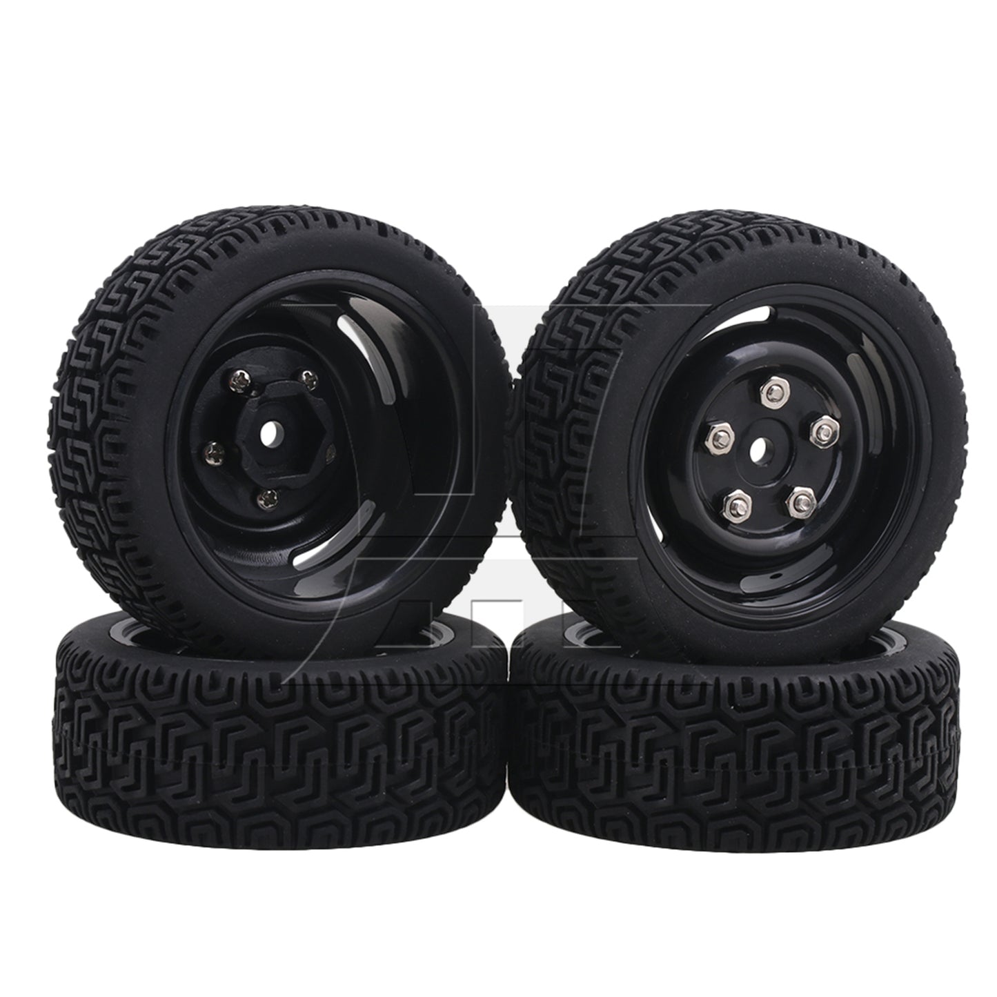 BQLZR 4x 20639 RC1:10 On Road Car L Shape Rubber Tires & 4 Holes Wheel Rims Black