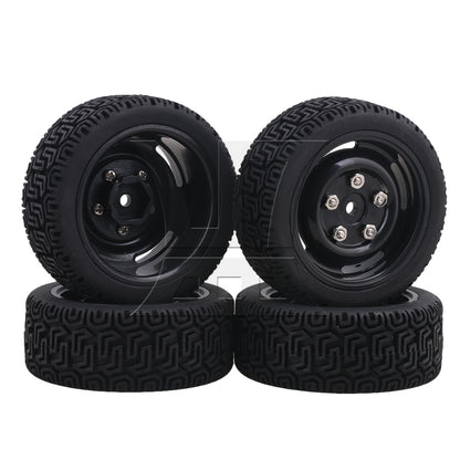BQLZR 4x 20639 RC1:10 On Road Car L Shape Rubber Tires & 4 Holes Wheel Rims Black