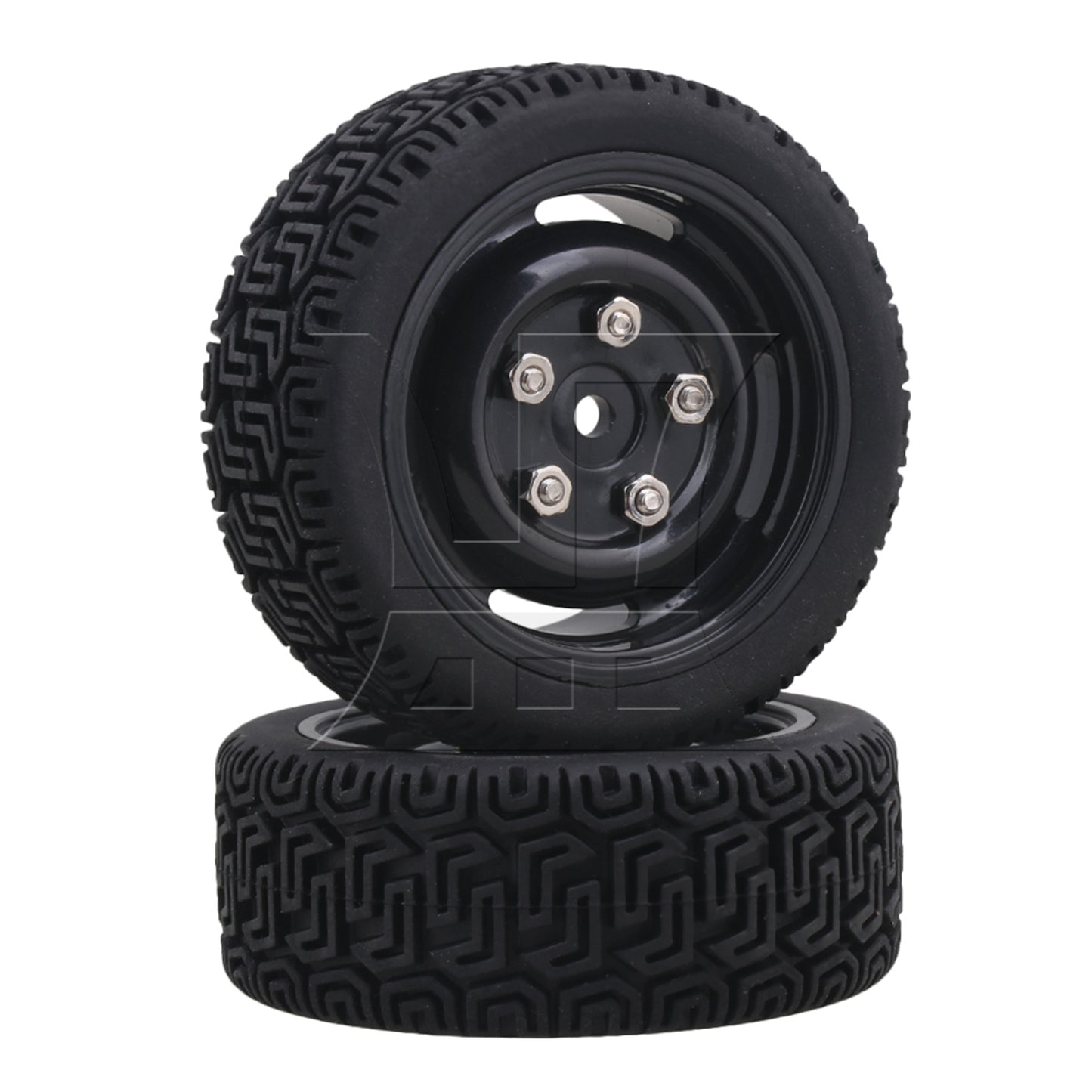 BQLZR 4x 20639 RC1:10 On Road Car L Shape Rubber Tires & 4 Holes Wheel Rims Black
