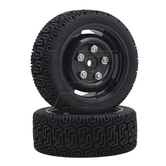 BQLZR 4x 20639 RC1:10 On Road Car L Shape Rubber Tires & 4 Holes Wheel Rims Black