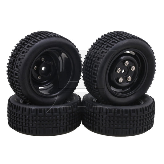 BQLZR 4pieces RC1:10 On Road Car Rally Car U Rubber Tyres + 4-Hole Wheel Rims 20662