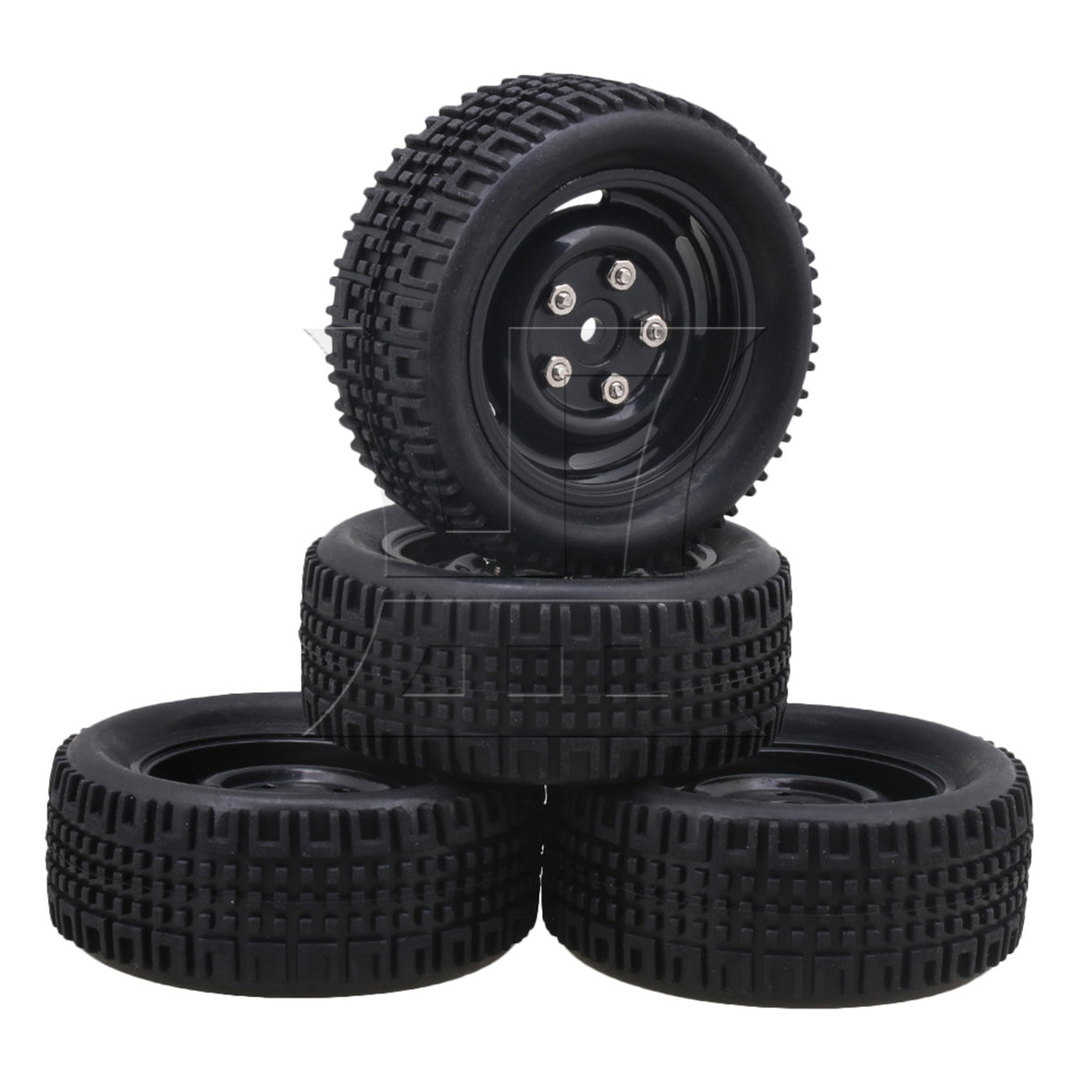 BQLZR 4pieces RC1:10 On Road Car Rally Car U Rubber Tyres + 4-Hole Wheel Rims 20662