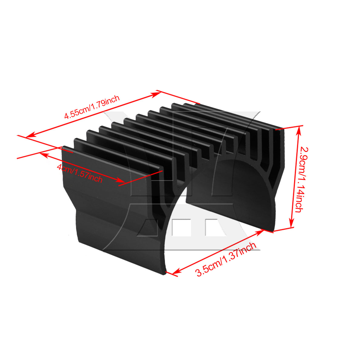BQLZR RC 1/10 Car Aluminum Alloy 540 Motor Heatsink for 40x40mm Cooling Fan Black