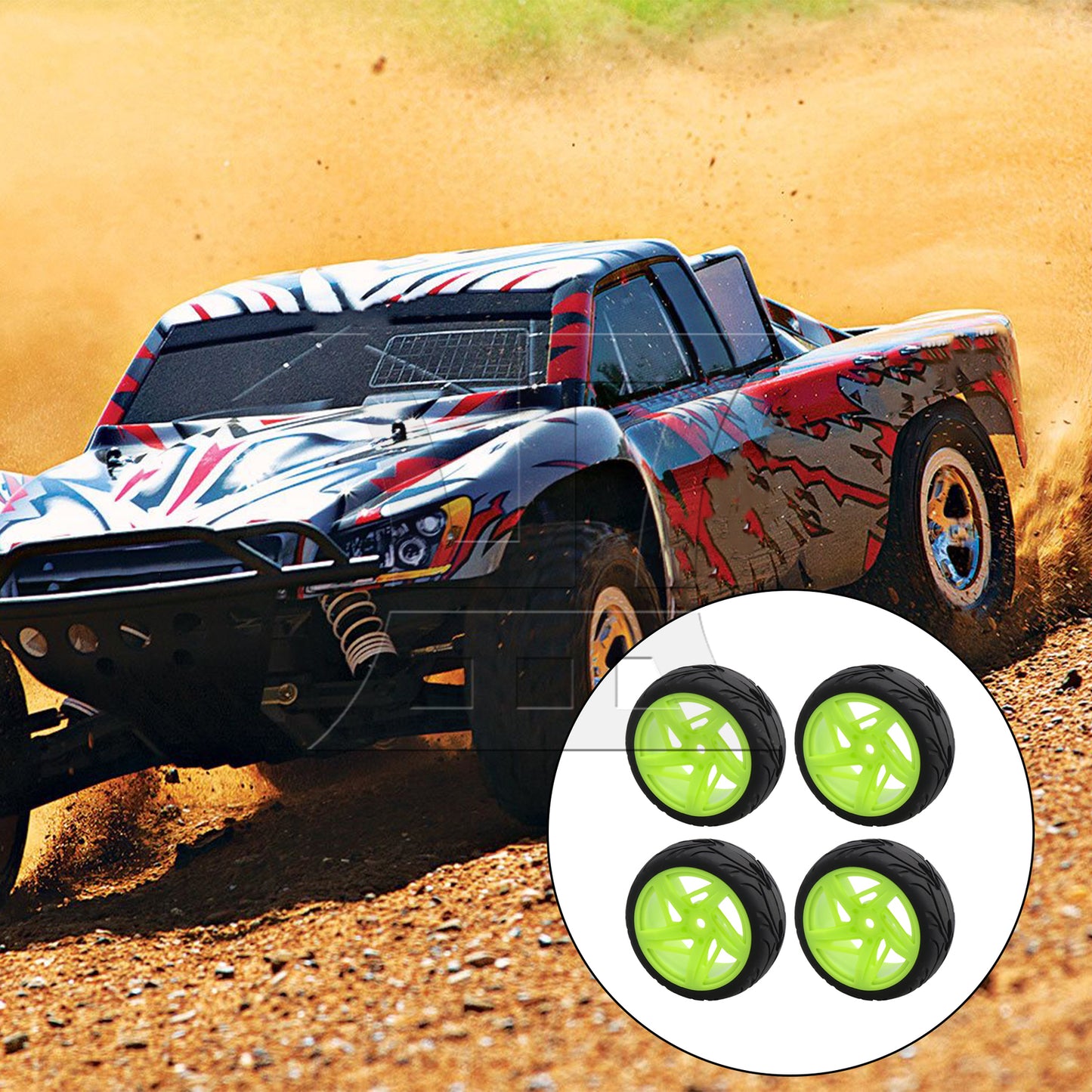 BQLZR 4PCS 12mm Hub Wheel Rims Rubber Tire for 1/10 On-Road Racing RC Car