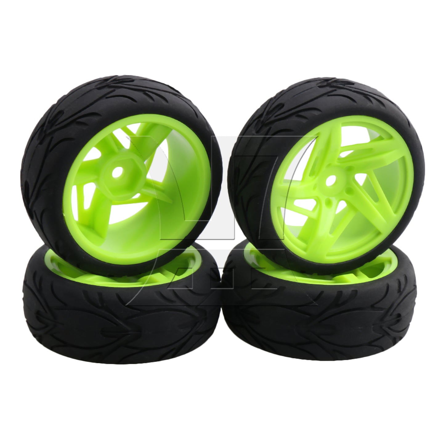 BQLZR 4PCS 12mm Hub Wheel Rims Rubber Tire for 1/10 On-Road Racing RC Car