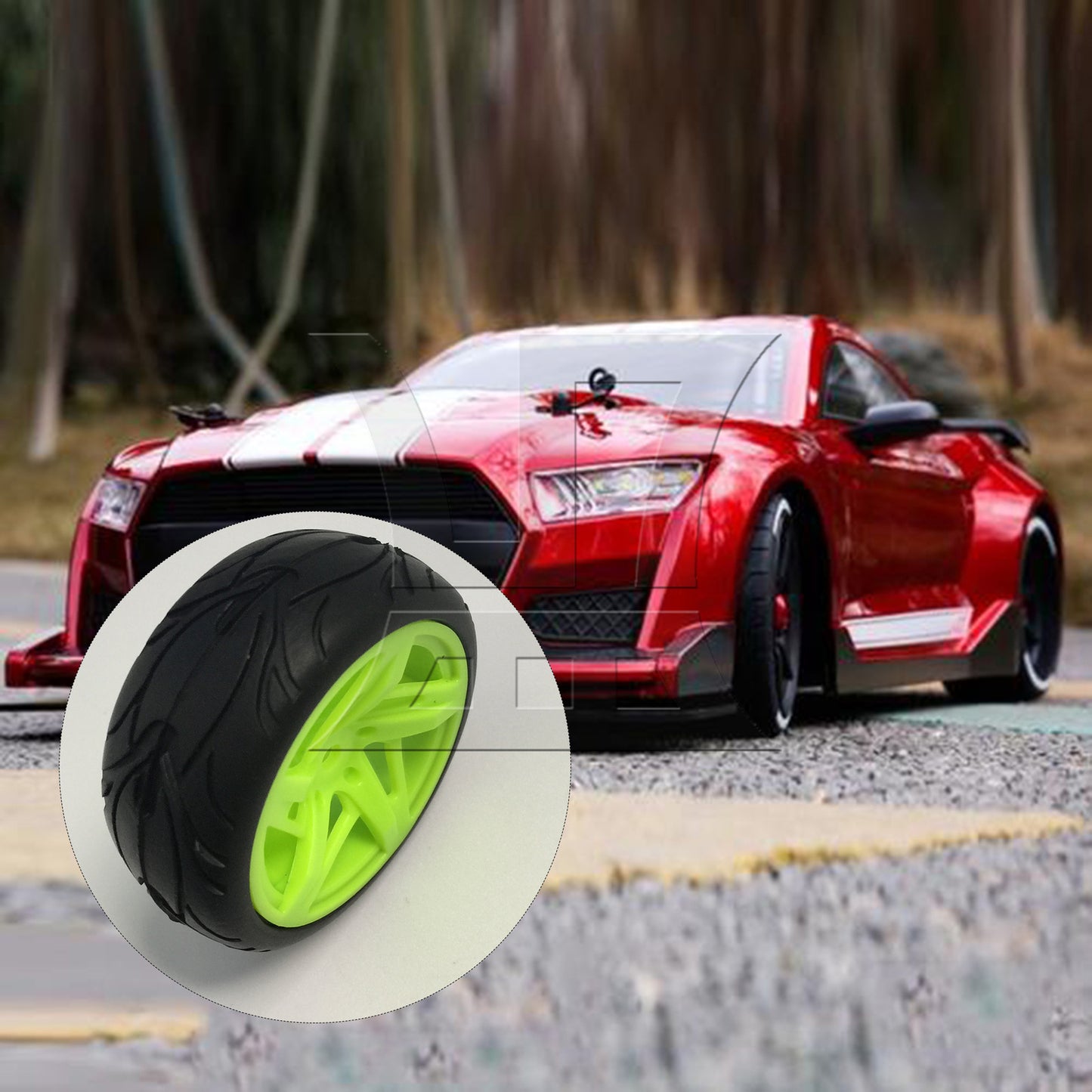 BQLZR 4PCS 12mm Hub Wheel Rims Rubber Tire for 1/10 On-Road Racing RC Car