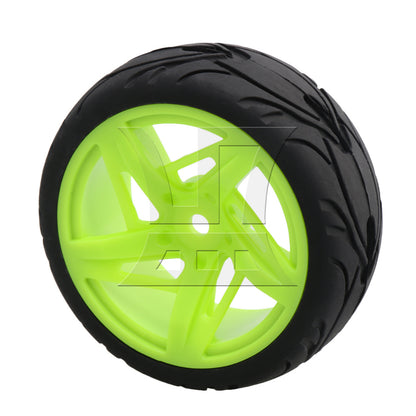 BQLZR 4PCS 12mm Hub Wheel Rims Rubber Tire for 1/10 On-Road Racing RC Car