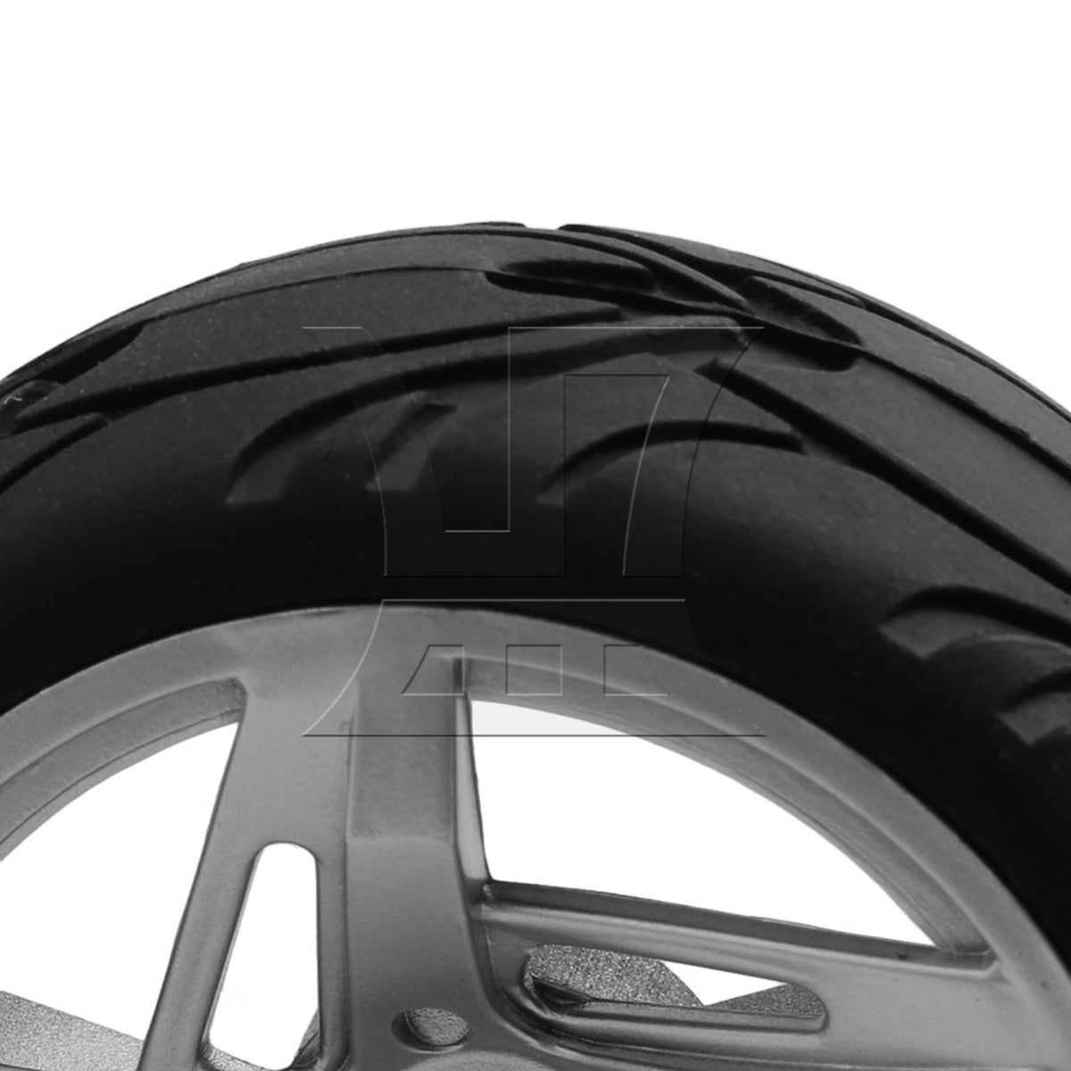 BQLZR 4PCS RC 1:10 On Road Car 12mm Silver Plastic 3D Five-star Wheels & Rubber Tire
