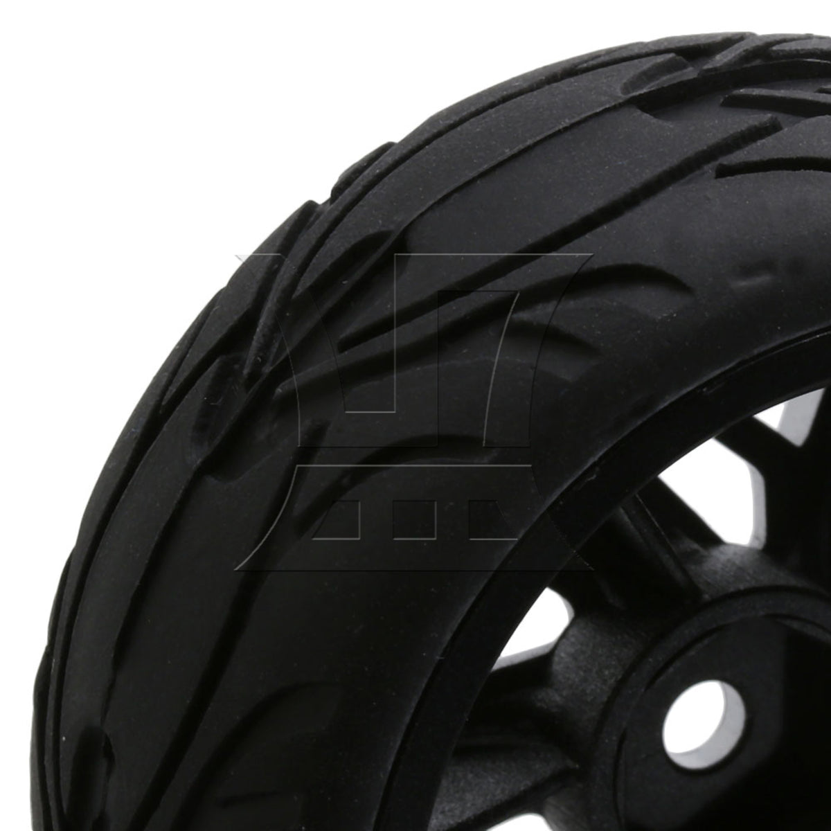 BQLZR 4PCS RC 1:10 On Road Car 12mm Silver Plastic 3D Five-star Wheels & Rubber Tire