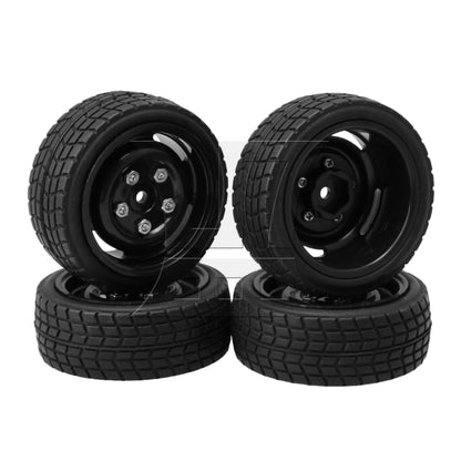 BQLZR 4 Pieces 12 mm Hub Rubber Tire and 5 Holes Wheel Rims for RC 1/10 On-Road Car