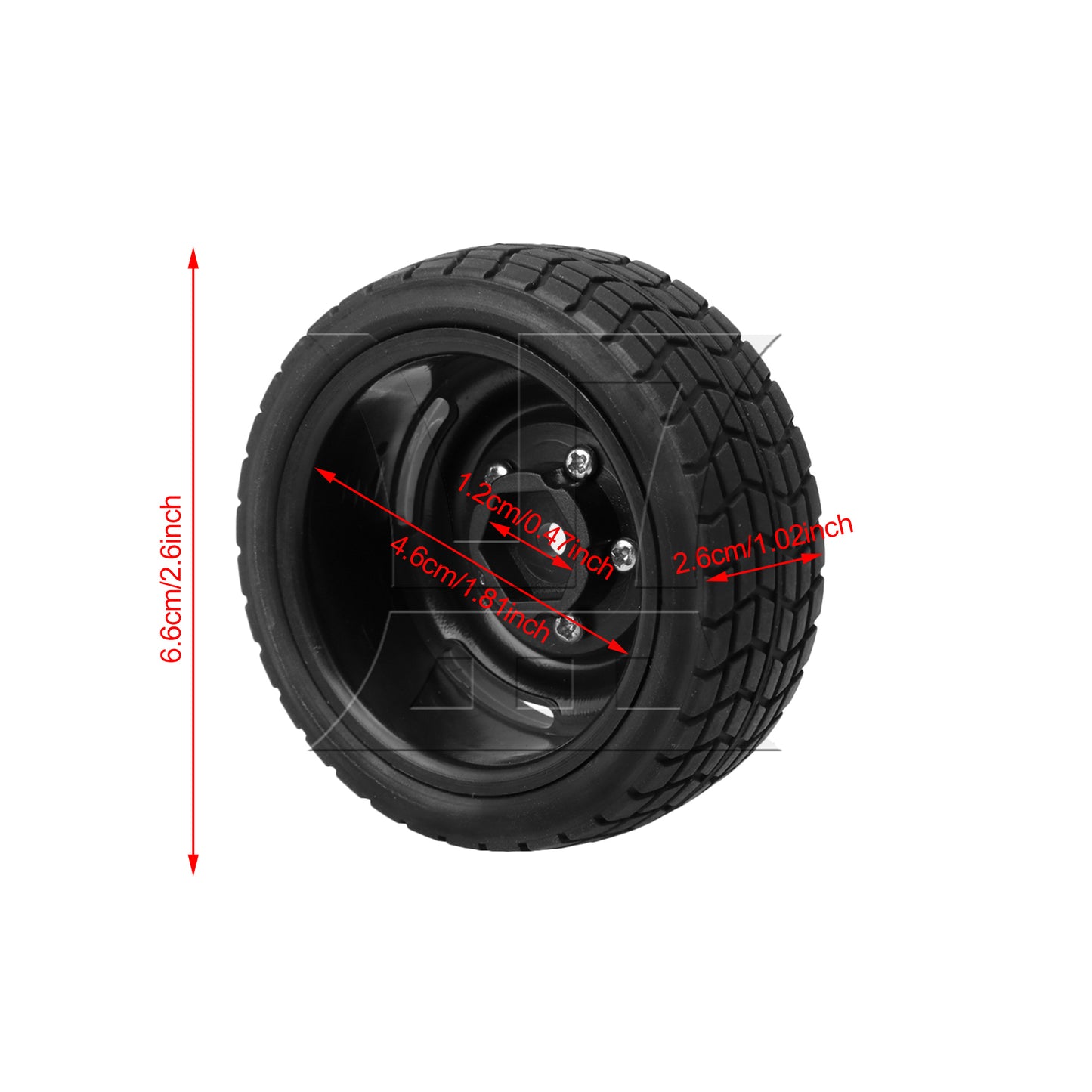 BQLZR 4 Pieces 12 mm Hub Rubber Tire and 5 Holes Wheel Rims for RC 1/10 On-Road Car