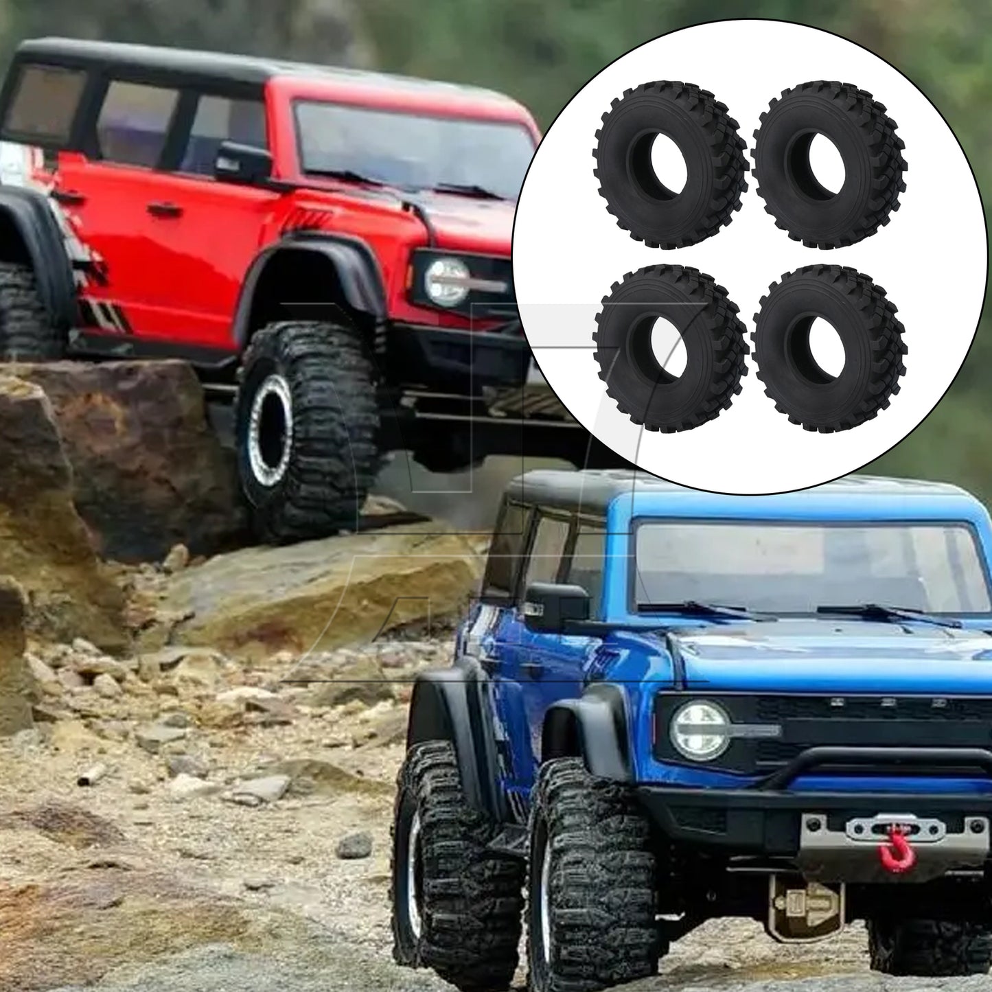 BQLZR RC Rock Crawler Soft Rubber Tires OD 130mm for RC1:10 2.2in Wheel Rims