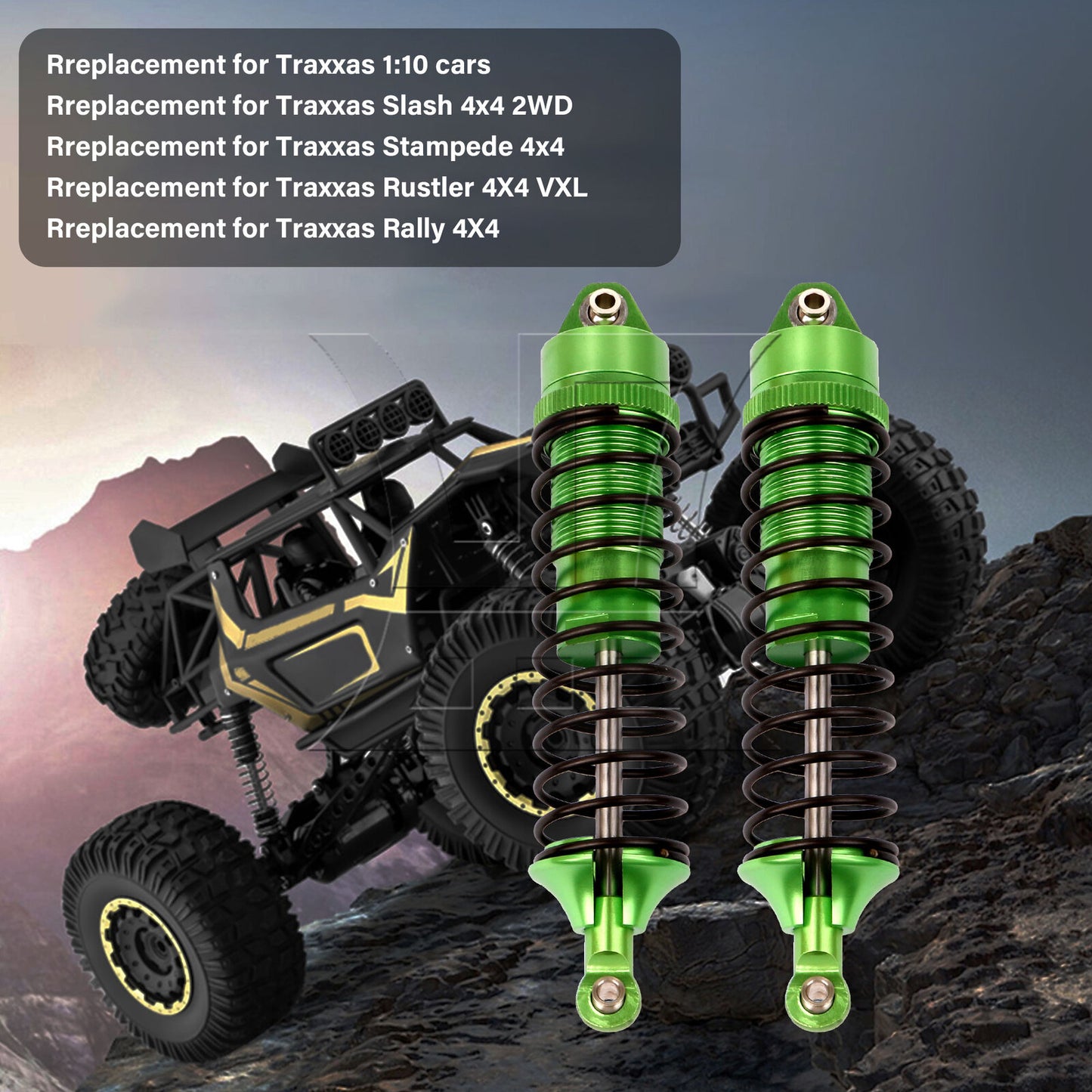 BQLZR Green RC1:10 Rear Shock Absorber 11.4x2.25CM Set of 2 Replacement for Traxxas