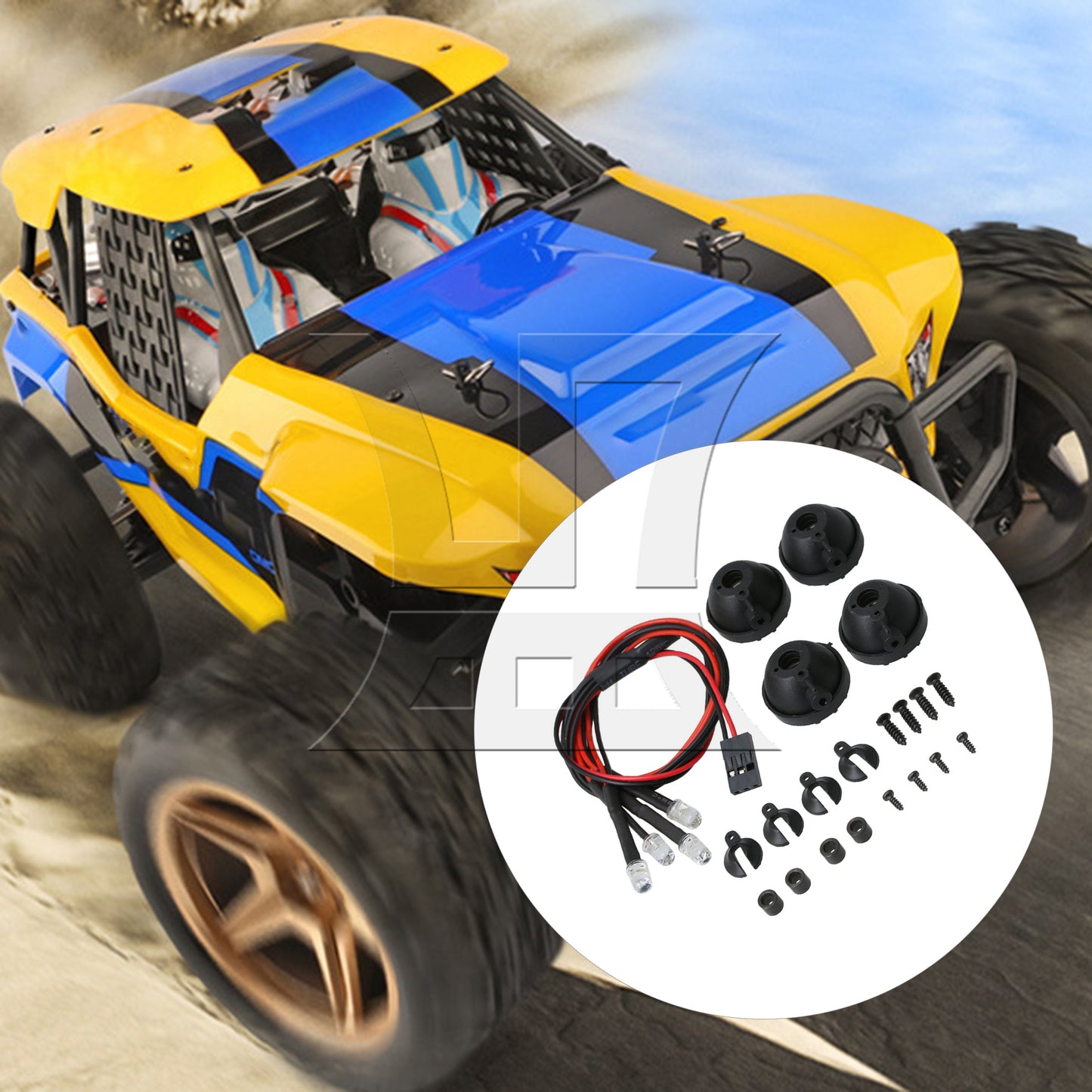 BQLZR 4 White LED Light 5V FZ0029 22mm Bucket Mount Set for RC 1:10 Rock Crawler