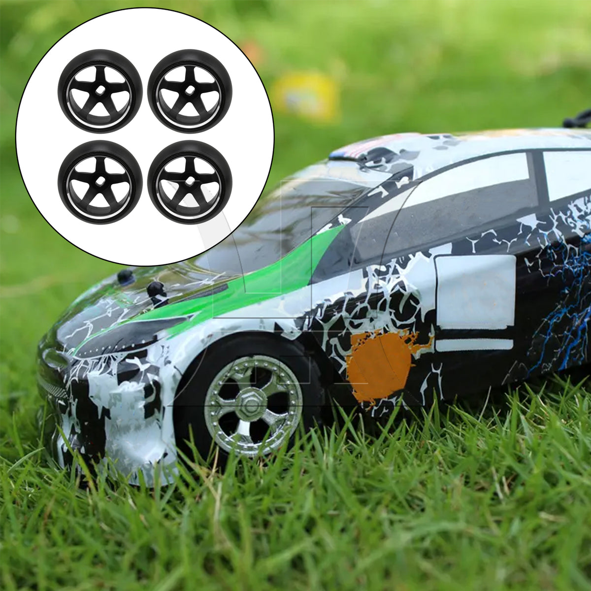 BQLZR 4 Pieces RC Car 5 Spoke Black Wheel Hub Tyres Replacement for WL 1:28 P929