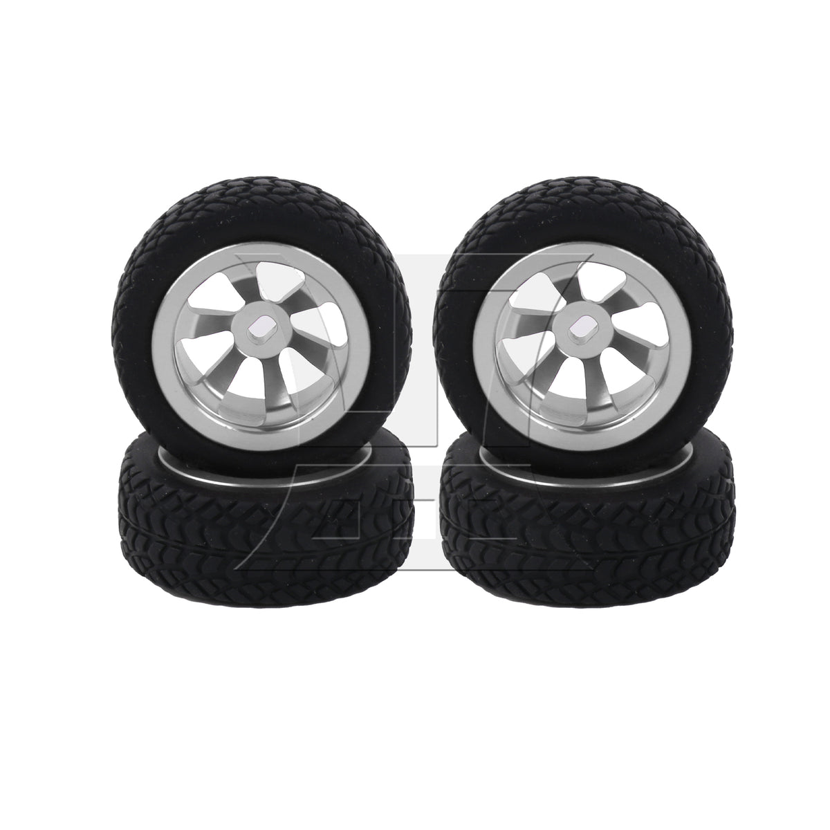 BQLZR 4Pieces RC Upgrade Silver Wheel Rims Tires Replacement for Kyosho 1:28 Type B