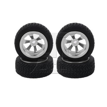 BQLZR 4Pieces RC Upgrade Silver Wheel Rims Tires Replacement for Kyosho 1:28 Type B