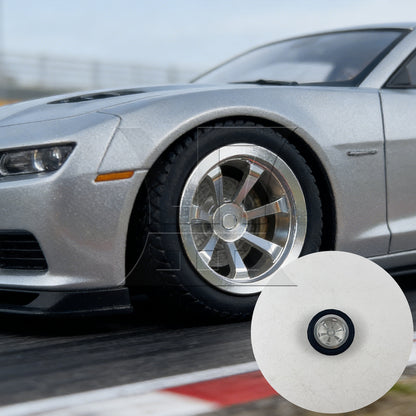 BQLZR 4Pieces RC Upgrade Silver Wheel Rims Tires Replacement for Kyosho 1:28 Type B