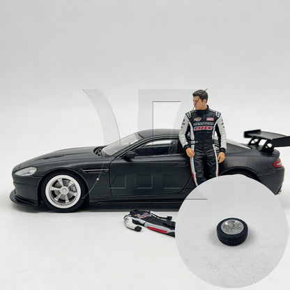 BQLZR 4Pieces RC Upgrade Silver Wheel Rims Tires Replacement for Kyosho 1:28 Type B