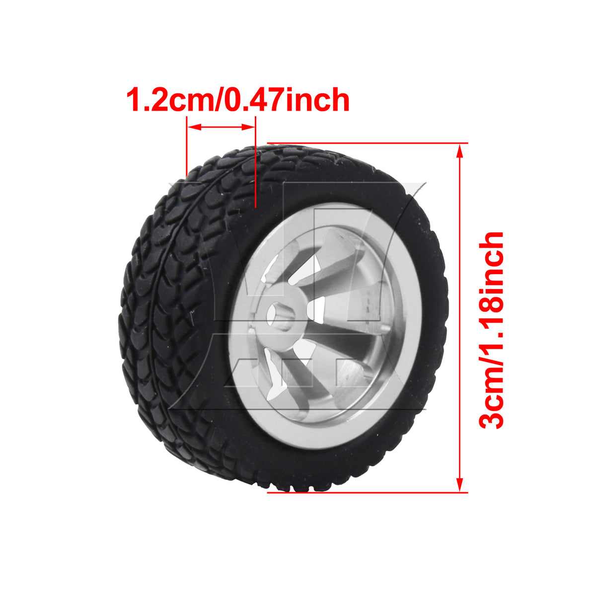 BQLZR 4Pieces RC Upgrade Silver Wheel Rims Tires Replacement for Kyosho 1:28 Type B