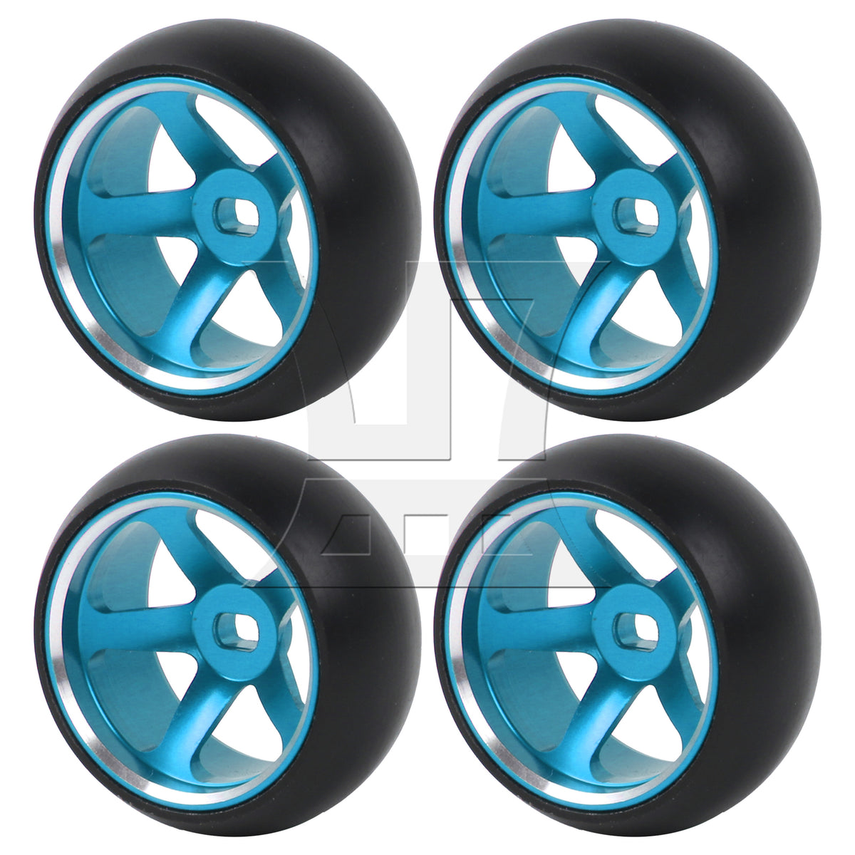 BQLZR 4Pieces RC Upgrade Blue 5-Spoke Wheel Rims Tires Replacement for 1:28