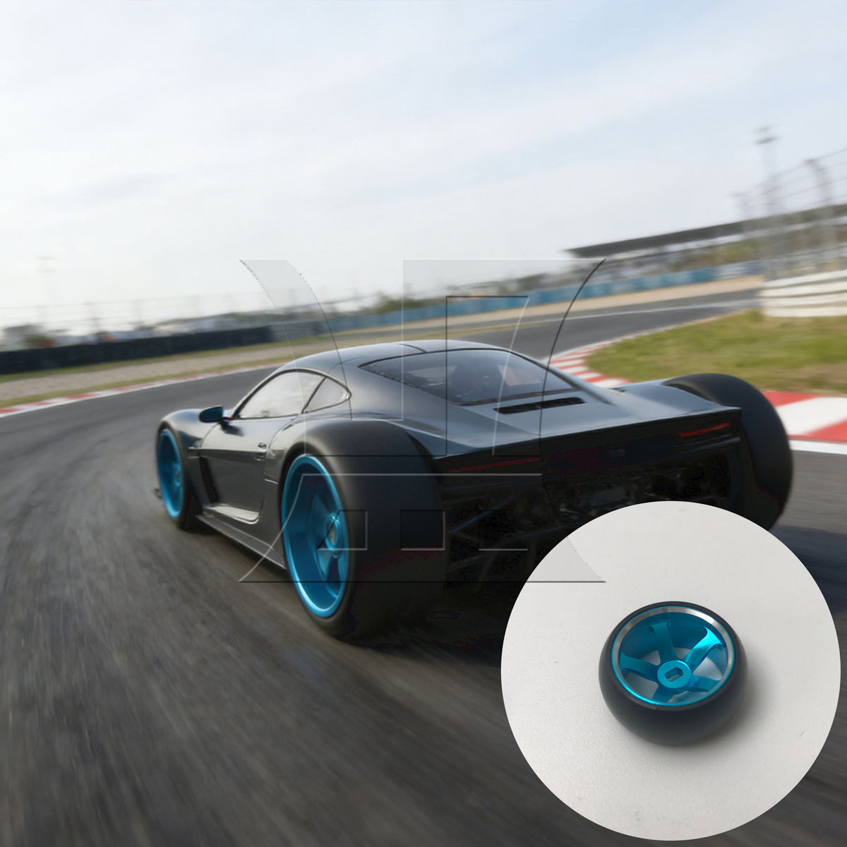 BQLZR 4Pieces RC Upgrade Blue 5-Spoke Wheel Rims Tires Replacement for 1:28