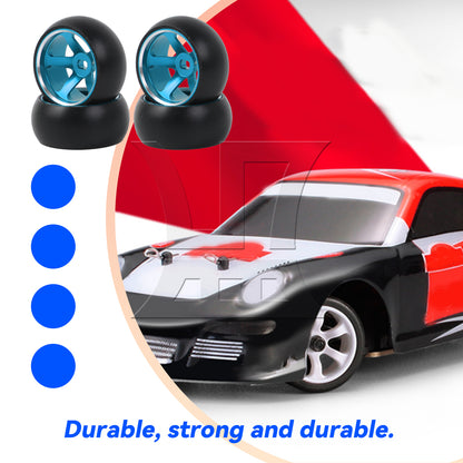 BQLZR 4Pieces RC Upgrade Blue 5-Spoke Wheel Rims Tires Replacement for 1:28
