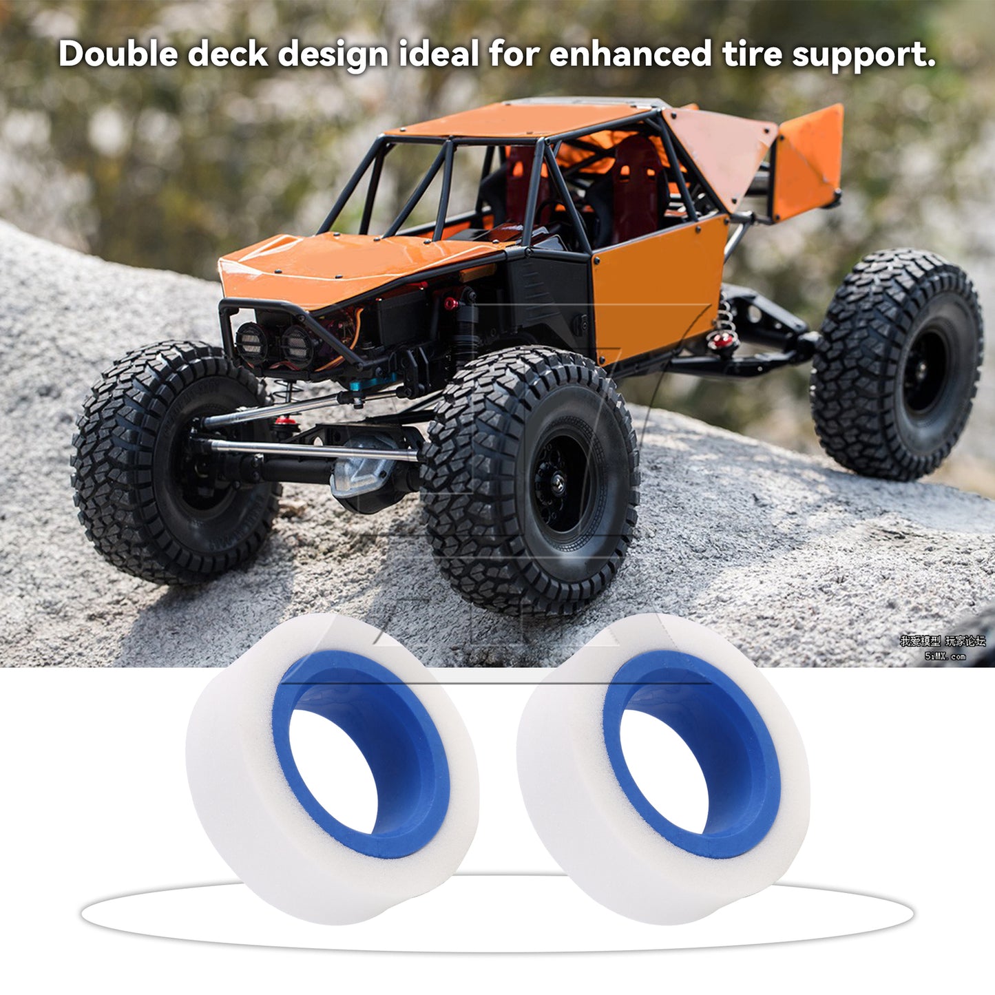 BQLZR 4Pieces RC Car 1:10 Blue Foam Inserts Replacement for TRX4 114-120mm 1.9 Inch