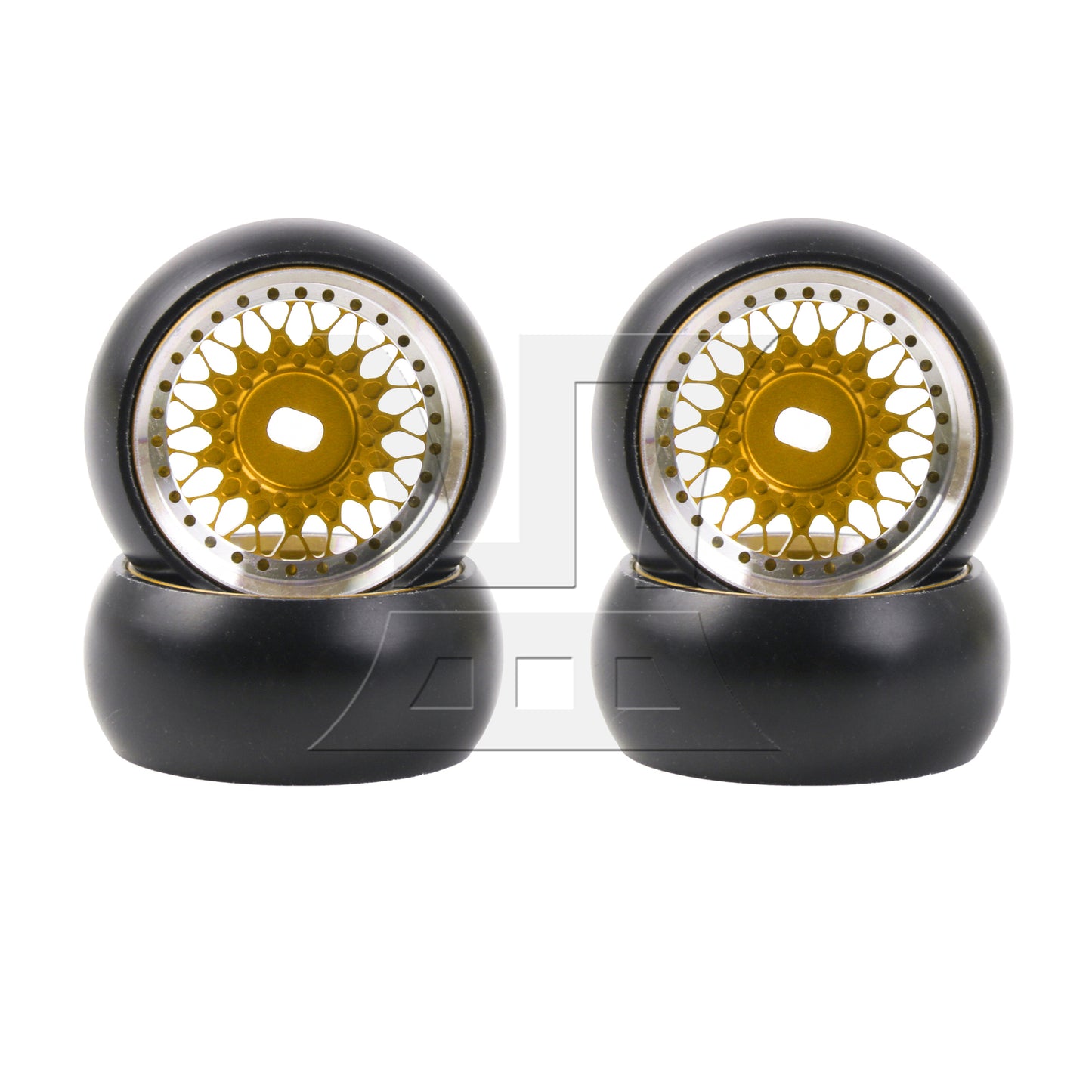 BQLZR 4Pieces RC Drift Tires Wheels Rims Y-shape Replacement for K969-06Y 1:28 Gold