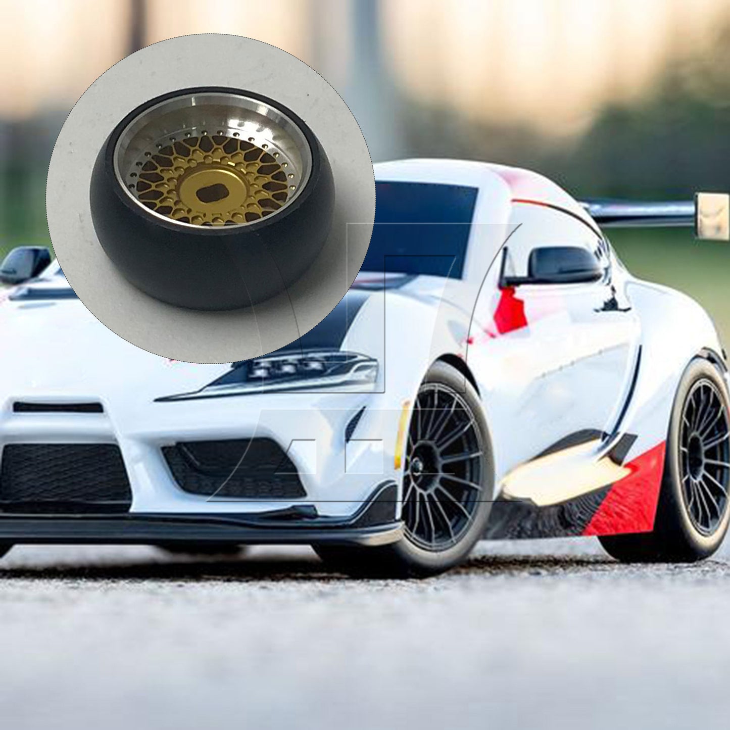 BQLZR 4Pieces RC Drift Tires Wheels Rims Y-shape Replacement for K969-06Y 1:28 Gold