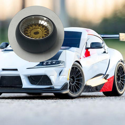 BQLZR 4Pieces RC Drift Tires Wheels Rims Y-shape Replacement for K969-06Y 1:28 Gold