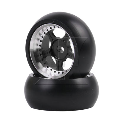 BQLZR 4Pieces RC Drift Tires & Wheels Rims Replacement for K969-07BL 1:28 27mm Black