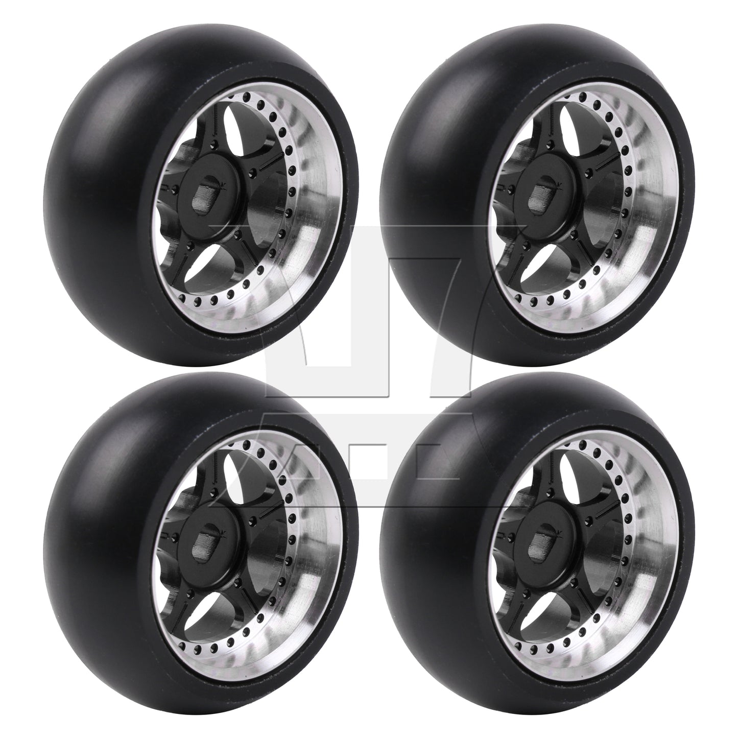 BQLZR 4Pieces RC Drift Tires & Wheels Rims Replacement for K969-07BL 1:28 27mm Black