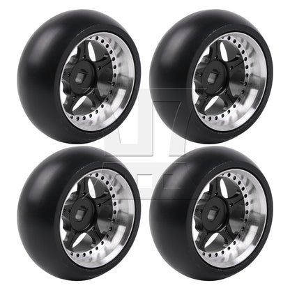 BQLZR 4Pieces RC Drift Tires & Wheels Rims Replacement for K969-07BL 1:28 27mm Black