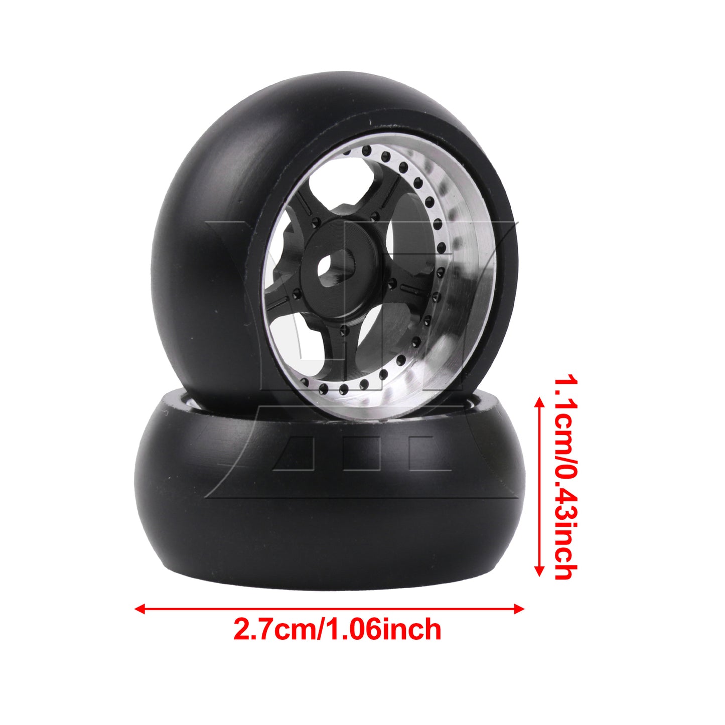 BQLZR 4Pieces RC Drift Tires & Wheels Rims Replacement for K969-07BL 1:28 27mm Black