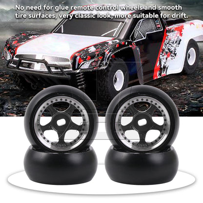 BQLZR 4Pieces RC Drift Tires & Wheels Rims Replacement for K969-07BL 1:28 27mm Black